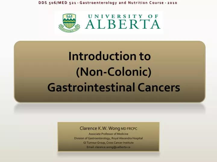 introduction to non colonic gastrointestinal cancers