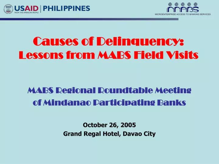 causes of delinquency lessons from mabs field visits