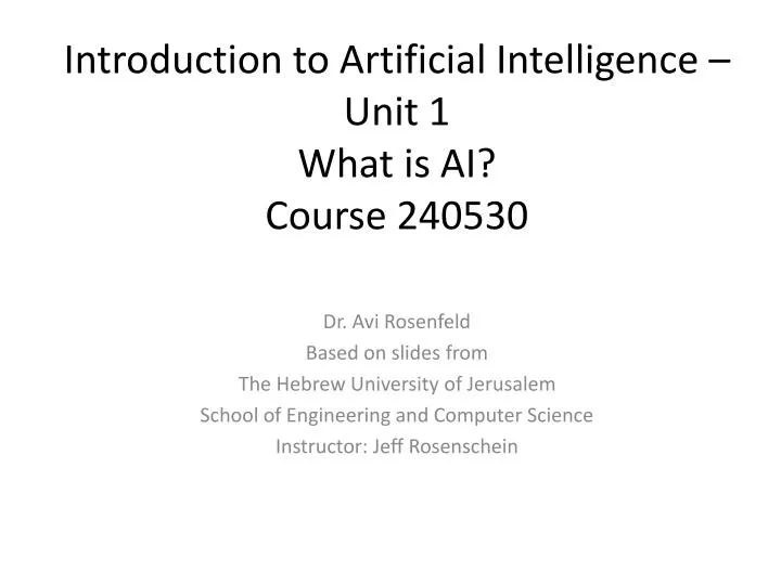 introduction to artificial intelligence unit 1 what is ai course 240530