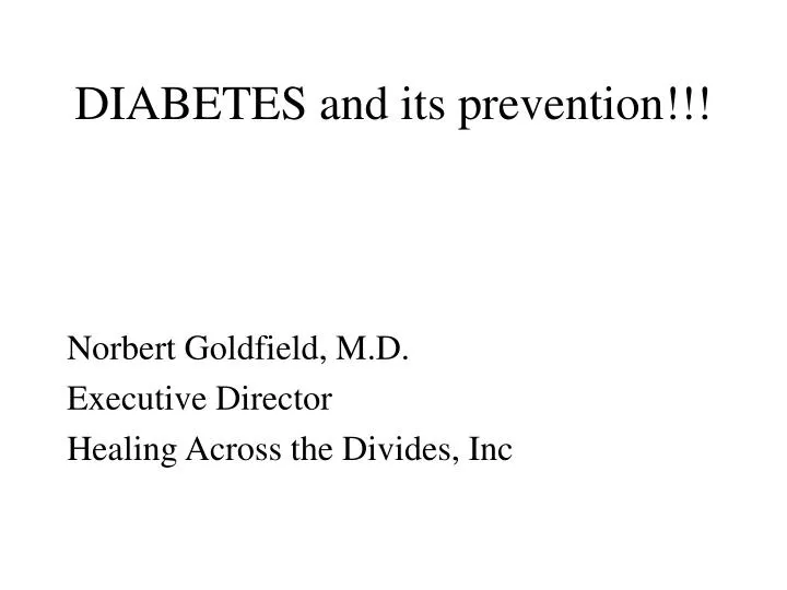 diabetes and its prevention