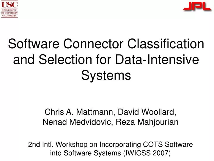 software connector classification and selection for data intensive systems