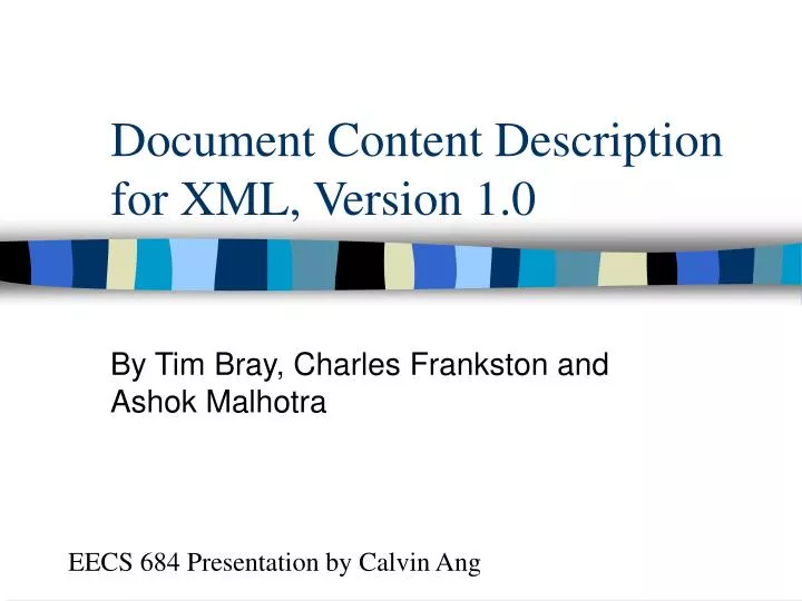 document content description for xml version 1 0