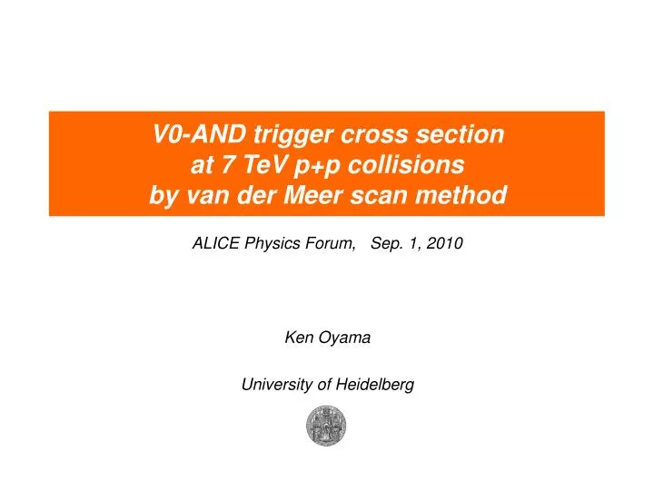 v0 and trigger cross section at 7 tev p p collisions by van der meer scan method