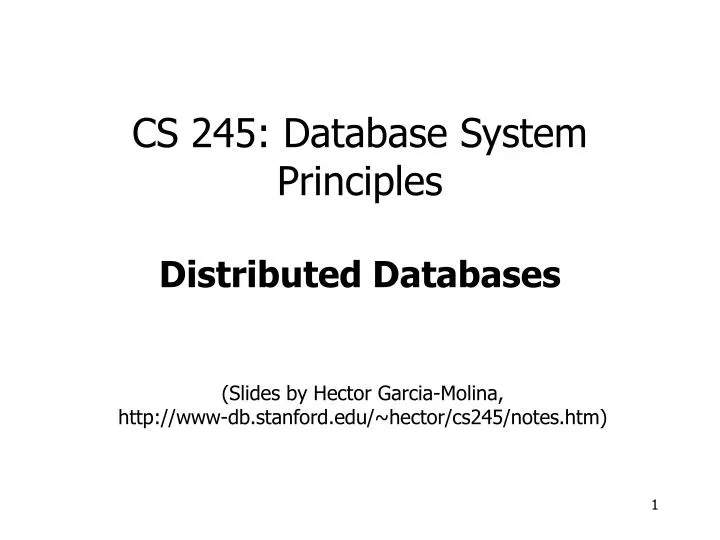 cs 245 database system principles distributed databases