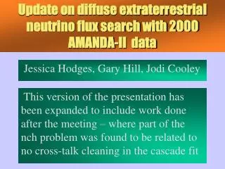 Update on diffuse extraterrestrial neutrino flux search with 2000 AMANDA-II data