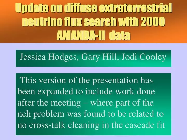 update on diffuse extraterrestrial neutrino flux search with 2000 amanda ii data