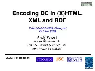 Encoding DC in (X)HTML, XML and RDF