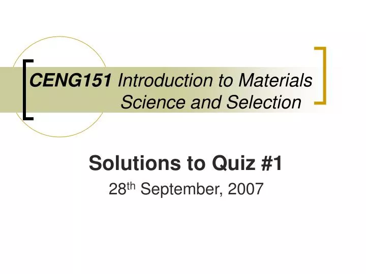 ceng151 introduction to materials science and selection
