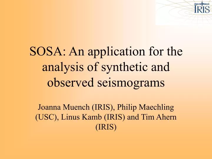 sosa an application for the analysis of synthetic and observed seismograms