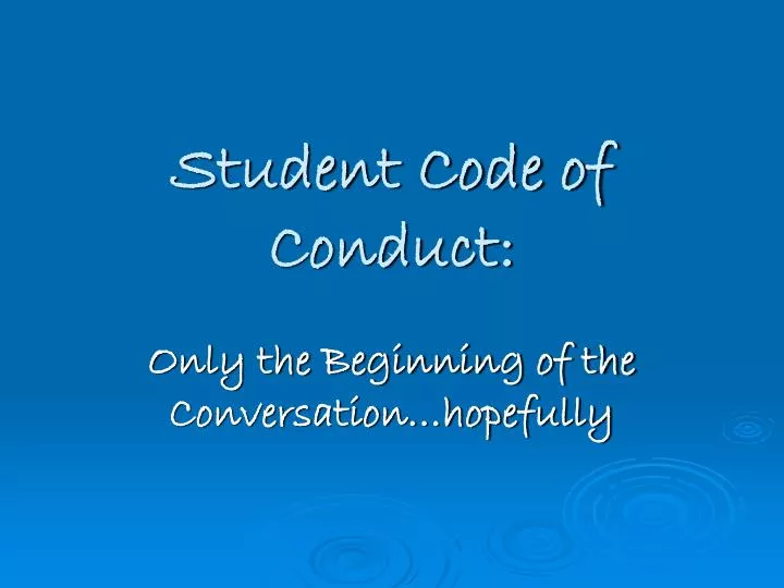 student code of conduct