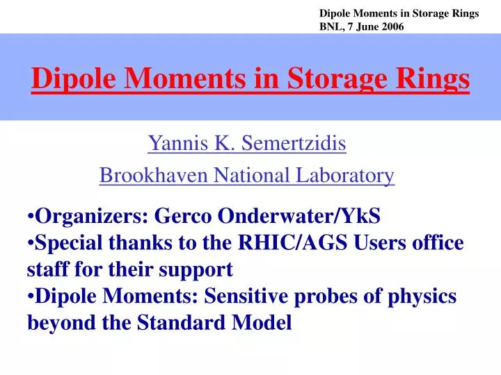 dipole moments in storage rings