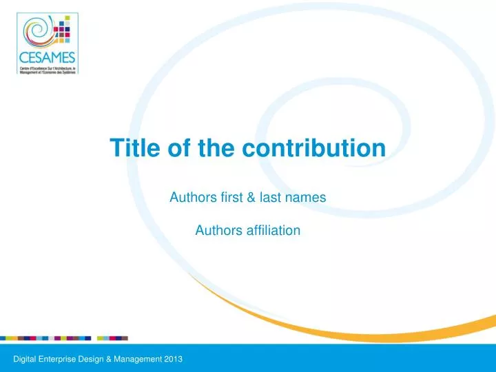 title of the contribution authors first last names authors affiliation
