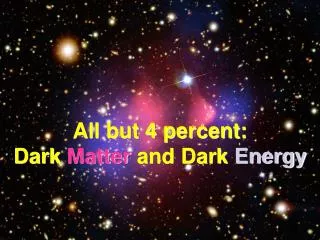 All but 4 percent: Dark Matter and Dark Energy