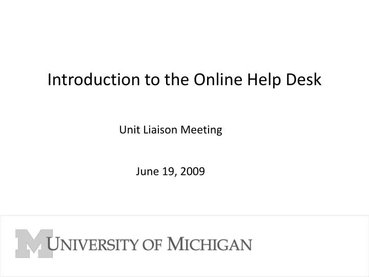 introduction to the online help desk