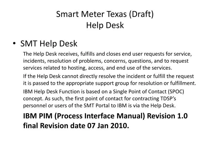 smart meter texas draft help desk