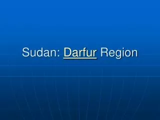 Sudan: Darfur Region