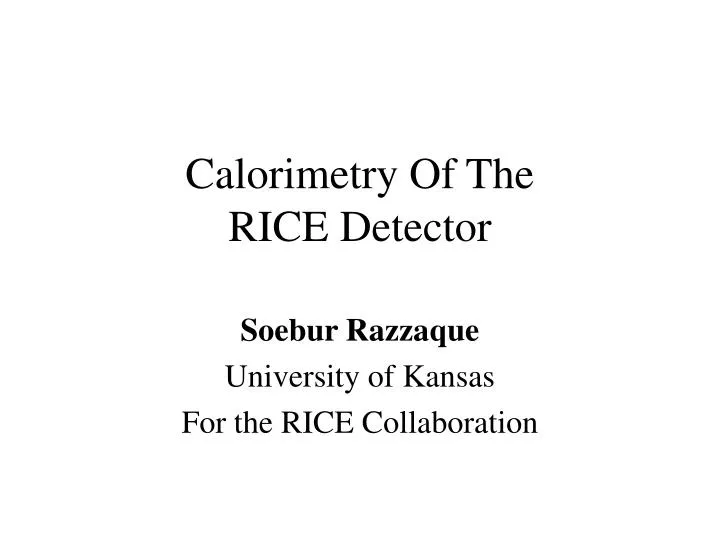 calorimetry of the rice detector