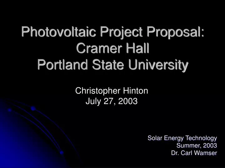 photovoltaic project proposal cramer hall portland state university