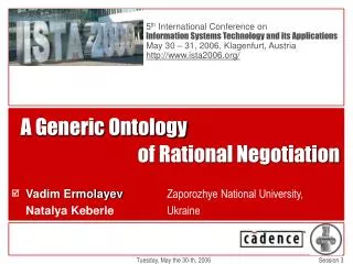 A Generic Ontology 			 of Rational Negotiation