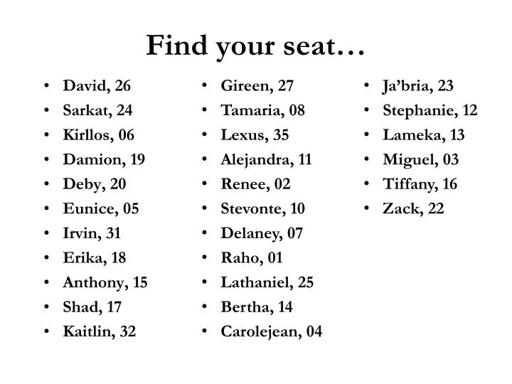 find your seat