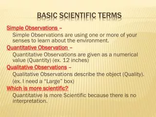 Basic Scientific Terms