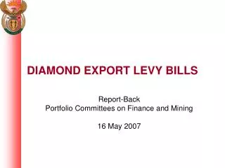 DIAMOND EXPORT LEVY BILLS