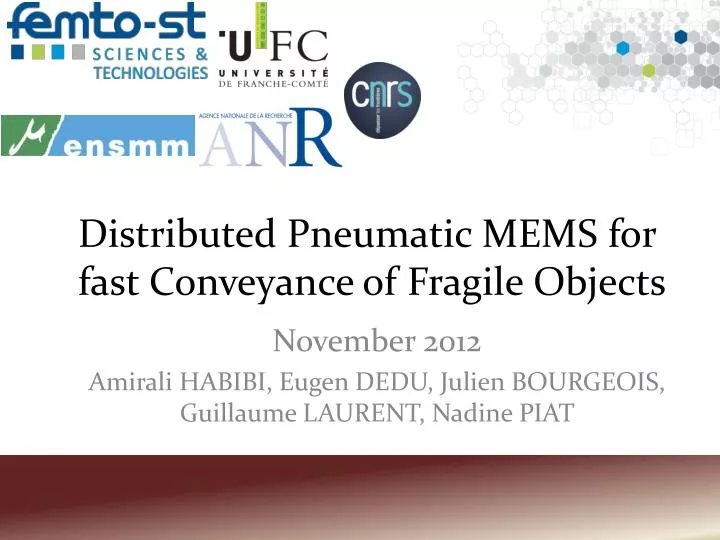 distributed pneumatic mems for fast conveyance of fragile objects