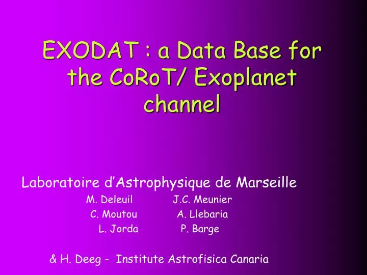 exodat a data base for the corot exoplanet channel