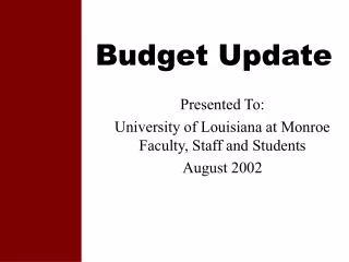 budget update