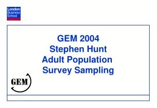 GEM 2004 Stephen Hunt Adult Population Survey Sampling