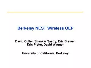 Berkeley NEST Wireless OEP