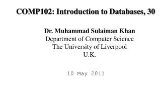 COMP102: Introduction to Databases, 30