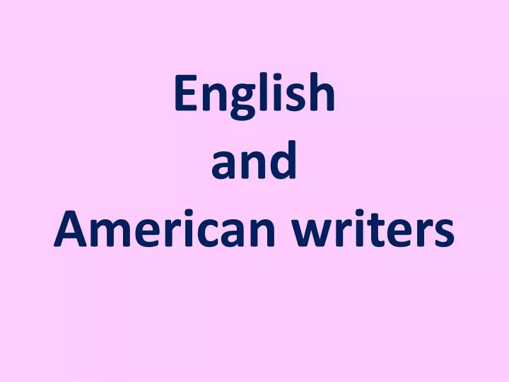 english and american writers