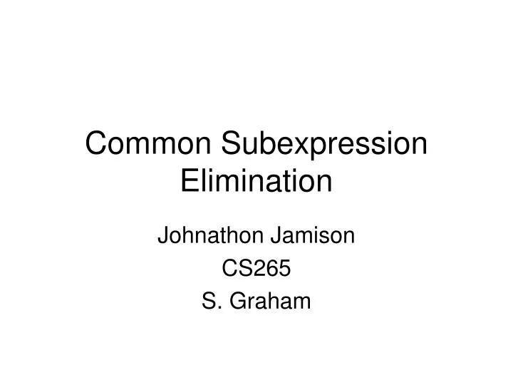 common subexpression elimination