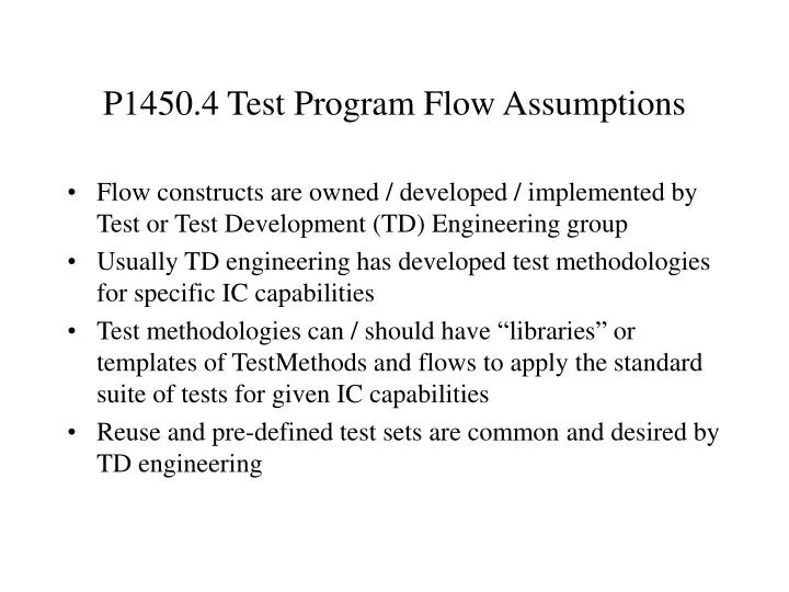 p1450 4 test program flow assumptions