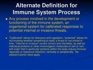 Alternate Definition for Immune System Process