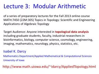 Lecture 3: Modular Arithmetic