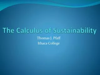 The Calculus of Sustainability
