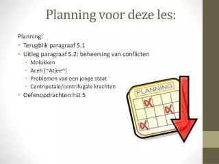 planning voor deze les