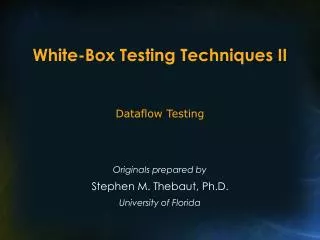 White-Box Testing Techniques II