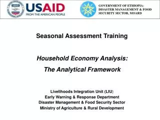 Seasonal Assessment Training Household Economy Analysis: The Analytical Framework