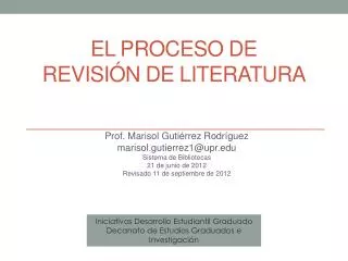 el proceso de revisi n de literatura