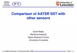 Comparison of AATSR SST with other sensors