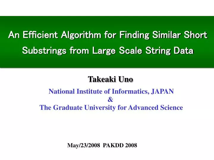 an efficient algorithm for finding similar short substrings from large scale string data