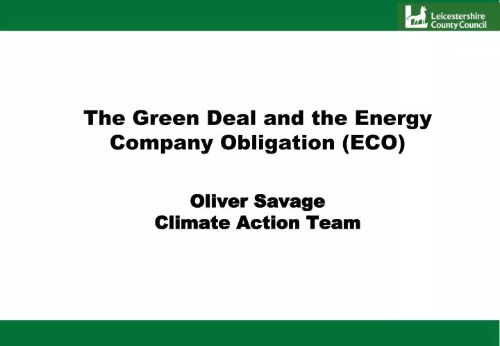 the green deal and the energy company obligation eco oliver savage climate action team
