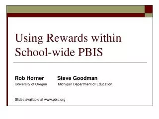 Using Rewards within School-wide PBIS