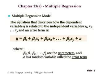 y = b 0 + b 1 x 1 + b 2 x 2 + . . . + b p x p + e