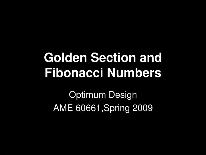 golden section and fibonacci numbers