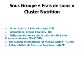sous groupe frais de soins cluster nutrition