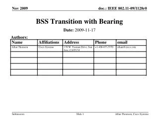 BSS Transition with Bearing